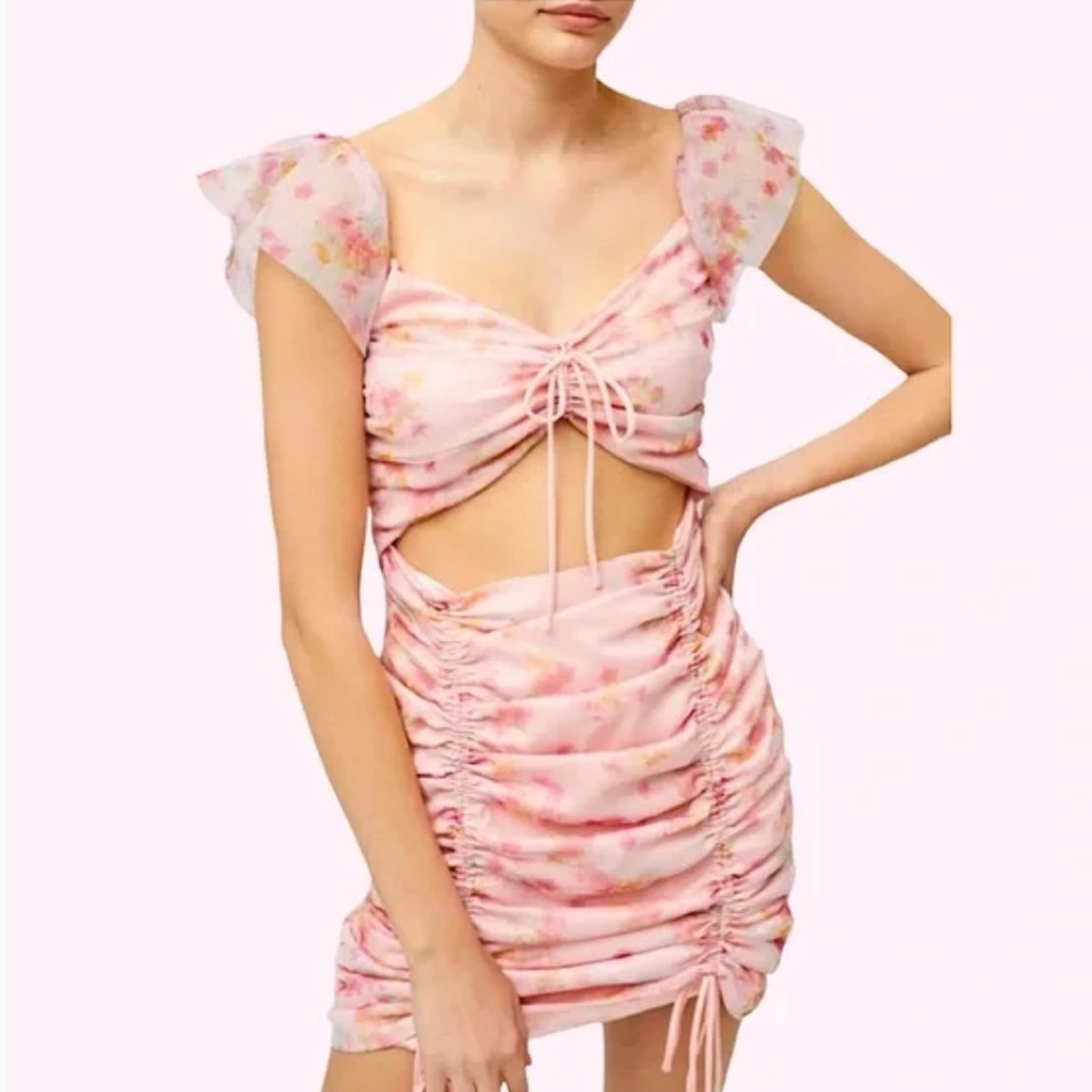 UO Floral Cutout Mini Dress